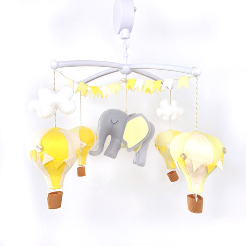 Yellow Hot Air Balloon Cot Mobile
